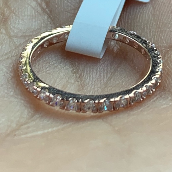 Rose Gold Plated Plated CZ Inlay Eternity Band - Picture 3 of 8
